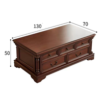 Table basse en bois massif de style mid-century moderne à 8 tiroirs, finition noyer foncé, durable et écologique