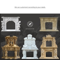 Entourage de Cheminée en Marbre Beige Crème d'Égypte Antique Sculpté à la Main Insert Victorien Beige Crème