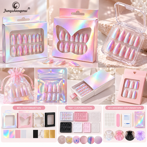 Unghie Finte Olografiche Aurora Cromate Fengshangmei, Unghie Finte Colorate a Specchio, Punte per Unghie Artificiali a Copertura Totale, Design Personalizzato - Product Image 4