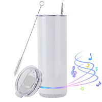 Desain baru baja tahan karat 14oz/20oz speaker bluetooth kosong tumbler sublimasi cangkir musik dengan tutup