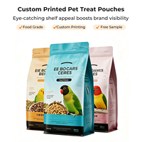 Sac de transport personnalisé pour animaux de compagnie avec fermeture éclair, imprimé sur mesure, à fond plat, pour l'emballage d'aliments pour animaux
