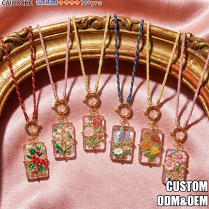 CAIOOCHE Joyería <span class=keywords><strong>de</strong></span> Nicho al por Mayor, Collar con Colgante Chapado en <span class=keywords><strong>Oro</strong></span> <span class=keywords><strong>de</strong></span> Cuerda Trenzada con Flor <span class=keywords><strong>de</strong></span> Cumpleaños Transparente, No se Deslustra - Product Image 1