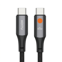 Kabel Pengisi Daya USB C ke USB C 65W Hitam dengan Jalinan Kabel Tipe C untuk Ponsel, Tablet, Laptop, Mobil, dan Perjalanan