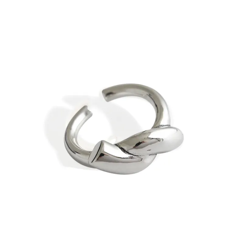Kepribadian tidak teratur ukuran bebas S925 perak murni cincin simpul untuk mode wanita gadis cincin terbuka untuk pesta perhiasan jari