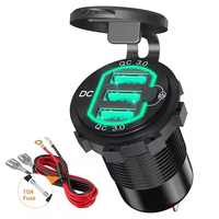 Chargeur 3 x USB 12V/24V 36W QC3.0 à charge rapide 10A avec fusible, nouveau design en aluminium, pour camping-car, voiture, fourgonnette