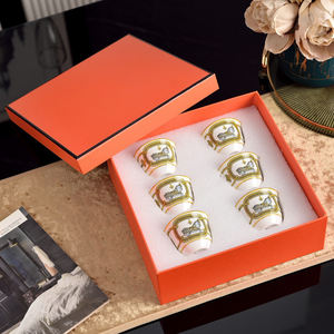 Ensemble de 6 tasses à thé rétro personnalisées en porcelaine fine, motif cheval, style arabe, mode minimaliste, idéal comme cadeau - Product Image 5