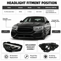 Faro LED para Mercedes Clase C W206 2022-2025, Faro delantero para conductor y pasajero, OEM 2069066101 2069066001, Sin cableado, Fácil instalación
