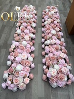 Chemin de table floral artificiel OLERAY, toucher réel, élégant, pour mariage, rangée florale 3D 5D en soie