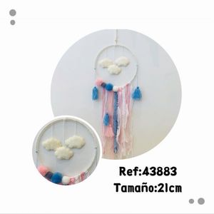 Acchiappasogni 21cm con Nuvole e Pompon, Decorazione da Parete - Product Image 3