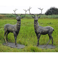 Vente chaude Antique Bronze Cerf Statues Grandeur Nature Jardin Parcs Décoration Extérieure Fer Animaux Sculptures Sculpture Personnalisée