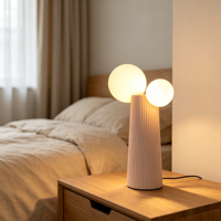 Lampe de table minimaliste moderne à rayures macaron pour chevet, décoration intérieure pour salon et chambre d'enfant