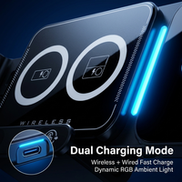 Chargeur de voiture sans fil flexible 15W |   Capteur de verrouillage automatique à lumière RGB |   Support pliable pour téléphone et tablette |   Support de charge rapide à double bobine Z11