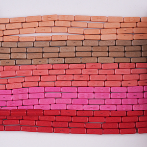 Cuentas Sueltas de Coral Sintético Zhuji, Rectangulares de 13*4mm, en Colores Rojo/Naranja/Rosa/Marrón/Amarillo - Product Image 1