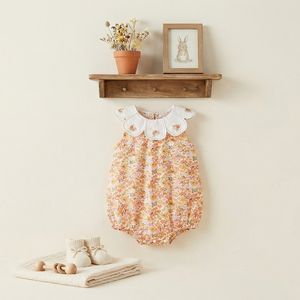 Vestido de Bebé Estilo Vintage con Estampado Floral y Cuello Bordado a Mano, Vestido de Algodón Suave para Niña Pequeña para Primavera/Verano - Product Image 4