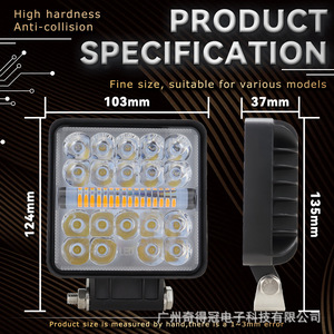 4-Inch Square <b>Led</b> <b>Work</b> <b>Light</b> 12-24V Dc Spotlights For Off Road Vehicle Driving Assistance <b>Lights</b> - Product Image 5