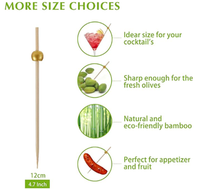100 Uds. Mini palillos <span class=keywords><strong>de</strong></span> comida con perlas doradas decorativos <span class=keywords><strong>de</strong></span> 4,7 pulgadas, palitos <span class=keywords><strong>de</strong></span> cóctel <span class=keywords><strong>de</strong></span> bambú, <span class=keywords><strong>pinchos</strong></span> para bebidas, postres, palillos <span class=keywords><strong>de</strong></span> dientes para fiestas - Product Image 4