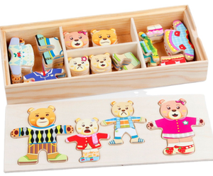 Jeu d'habillage en bois pour enfants Jouet d'apprentissage précoce pour bébés Casse-tête en bois personnalisé pour enfants Casse-tête 3D - Product Image 1