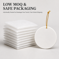 Ornement rond en céramique vierge personnalisable par sublimation pour la maison, Noël, décoration suspendue, faible MOQ, vente en gros