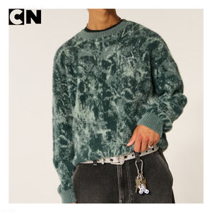 ผู้ผลิตเสื้อสเวตเตอร์ที่ได้รับการรับรอง GRS รับทำโลโก้ เสื้อสเวตเตอร์ผู้ชาย ผ้าฝ้ายผสมไนลอน ลายทั่วตัว ถักแบบพูลโอเวอร์ ทรงบ็อกซี่ ขนฟู - Product Image 2