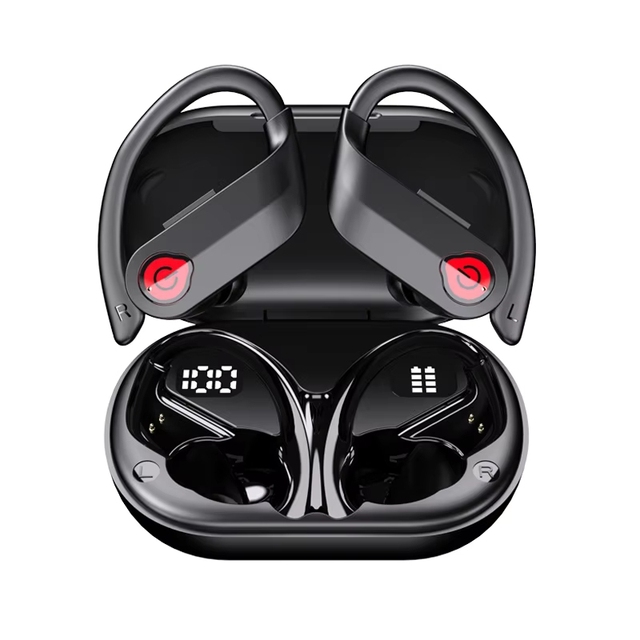 Q63-5 Wireless Sports Earphones HiFi Sound LED Display Waterproof for TWS Earbuds Earhook Business Running Blue