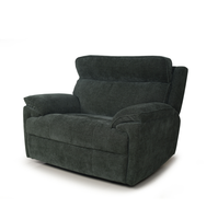 Fauteuil inclinable électrique moderne trois places en tissu chenille vert armée avec accoudoirs inclinables électriques et port USB latéral en métal extensible pour salon