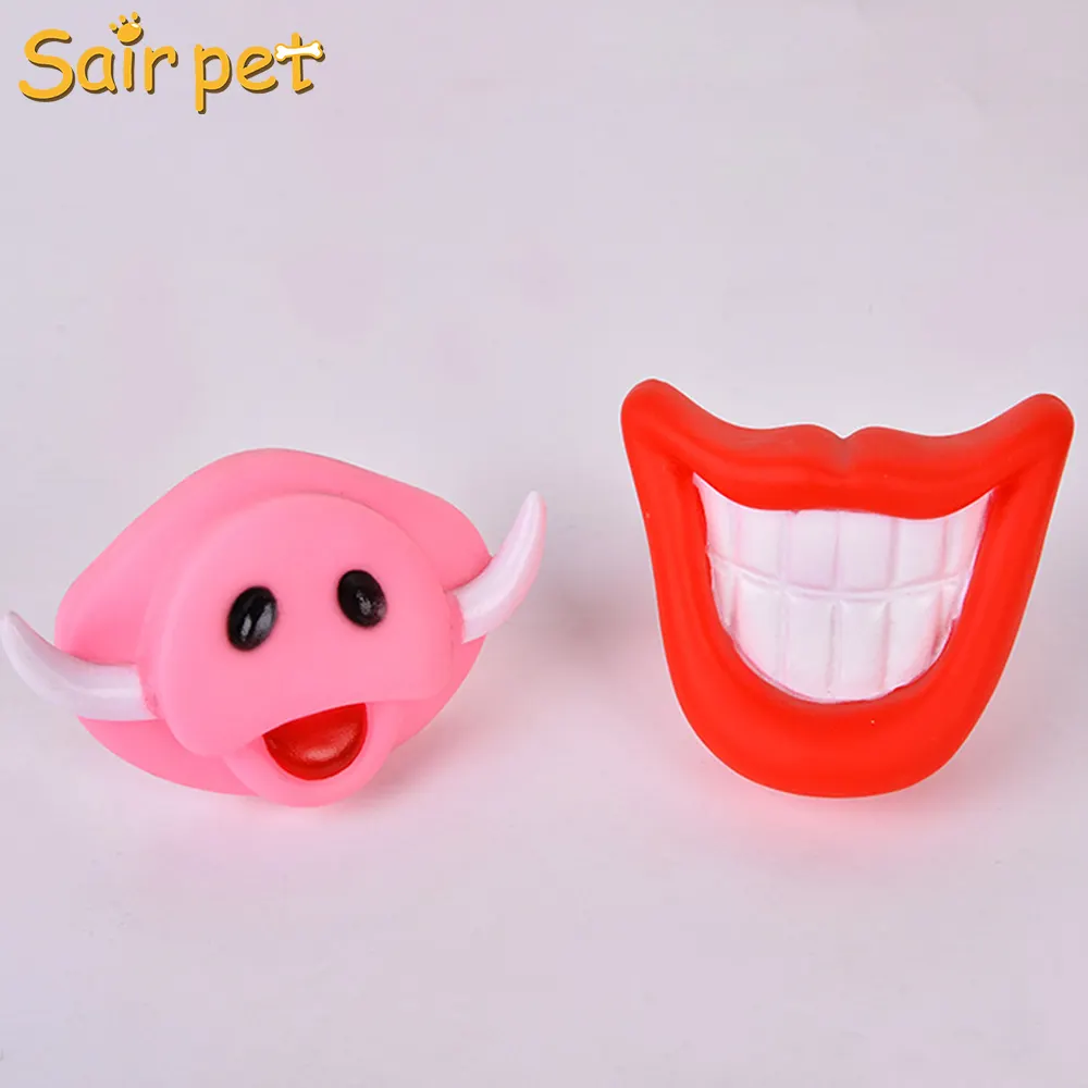 Dog Mouth Toys Big Lip PVC Smile Teeth OR Pig Toy For Pet Dogs With Squeaky Sound