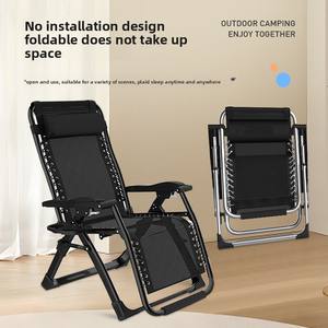 Nero stile moderno in metallo reclinabile sedia da esterno uso della casa pieghevole letto sedia da ufficio per il tempo libero spiaggia all'aperto - Product Image 4