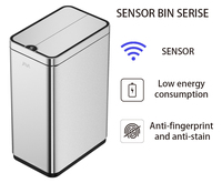 12L/16L/20L/30L/50L Sensor IR Puertas batientes Cubo de almacenamiento de sensor automático de acero inoxidable abierto