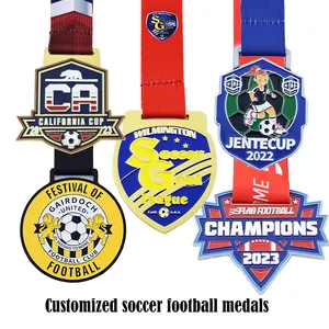 Manufacturer Wholesale Custom Metal Medal Sports Soccer Football Medal And Trophy Plaque