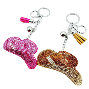 Western Cowboy Hat Bling Light Keychain Crystal Rhinestone Accessories for Car Keys and Purse Elegant Keychain