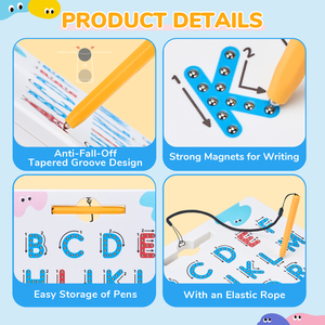 Tableau magnétique double face Joycat pour apprendre l'alphabet, lettres majuscules et minuscules, <span class=keywords><strong>ABC</strong></span>, jouets éducatifs magnétiques pour dessiner - Product Image 4