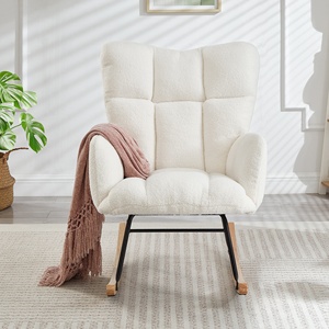 <span class=keywords><strong>Fauteuil</strong></span> à bascule inclinable de luxe blanc en bouclette, chaise de nurserie moderne en tissu Teddy, <span class=keywords><strong>fauteuil</strong></span> lounge confortable à dossier haut pour décoration de salon - Product Image 2