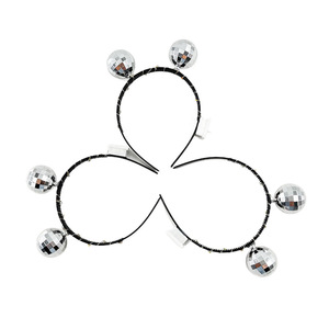 Goldshine High Quality Plastic LED Laser 5 Power <strong>Disco</strong> Mirror <strong>Ball</strong> <strong>Headband</strong> 5 Battery Power Luminous Silver Party Hair - Product Image 5