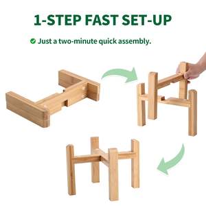 Orta büyük cins için evcil köpek maması su sabun tutucu yükseltilmiş köpek kase ahşap standı - Product Image 3