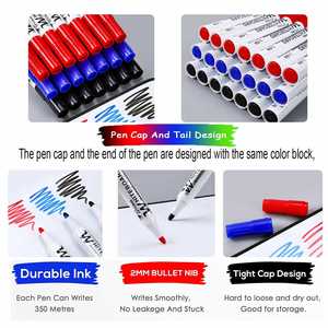 Stylos marqueurs effaçables à sec, non toxiques, multicolores, imprimés, à pointe de 2 mm, pour tableau blanc, usage bureau et scolaire, vente en gros usine - Product Image 3