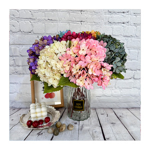 Queyiyi <b>Flowers</b> Artificial Hydrangea 5-Petal Silk <b>Flower</b> Home Decor Wedding Props - Product Image 5