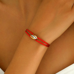 <strong>Adjustable</strong> Stainless Steel Satin <strong>Bracelet</strong> with Rose 18K <strong>Gold</strong> 3 Rings Fashion Jewelry Rope Wire Linked Gift for Women and Men - Product Image 4