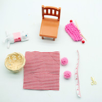 Maison de poupée 1:12, mini pull en tricot miniature, panier pour chat, décoration créative de bijoux