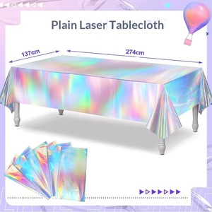 Laser Rainbow Theme Party <b>Tablecloth</b> Disposable <b>Tablecloth</b> Decoration Supplies Wedding Birthday Supplies Festival Gift - Product Image 2