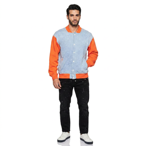 Blousons universitaires vintage personnalisés pour hommes, en laine d'hiver avec manches en cuir, motif rayé brodé pour l'automne - Product Image 1