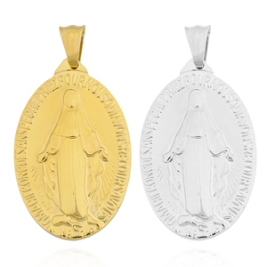Colgante de la Virgen María, Dijes de Acero Inoxidable Chapados en Oro, Dijes Religiosos para Hacer Joyas - Product Image 5