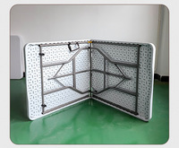 Table pliante légère et portable en HDPE, tabouret de conférence, table de repas extérieure, design moderne, blanc, pour la maison, l'hôtel et le parc