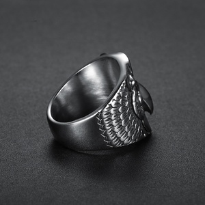 Vintage Silver Owl Ring - Unique Men's Fashion Jewelry - Stainless Steel Nordic Viking Animal Ring - Perfect Amulet Gift - Product Image 4