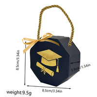 Boîte cadeau de graduation noire et or avec poignée et ruban, emballage en carton personnalisé pour bonbons, cadeaux de fête, souvenirs et cadeaux de diplôme