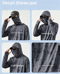 เสื้อฮู้ดดี้ตกปลาสำหรับผู้ชาย UPF 50+ ป้องกันแสงแดด แขนยาว ลายพืช ป้องกันรังสียูวี เสื้อคลุมสำหรับกิจกรรมกลางแจ้ง - Product Image 3