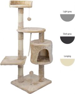 Tour pour chat en sisal et peluche courte, avec griffoir et maisonnette, vente en gros fabricant - Product Image 3