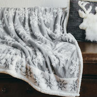 Plaid en polaire sherpa à motif flocon de neige 100% polyester, double couche, réversible, chaud pour l'hiver, pour canapé et lit