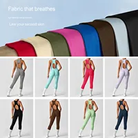 Combinaison sans couture côtelée en maille respirante pour femme, à fermeture éclair, découpée, haute élasticité, coupe ajustée, sexy, pour le sport et l'entraînement, personnalisable en gros sous marque privée