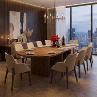 Ensemble de table à manger VIQ, design élégant et moderne, bois massif, écologique, de haute qualité, grand format, 1x table + 12x chaises