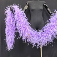 Écharpe en plumes d'autruche 6 plis moelleuses lavande pour femme, idéale pour fête, mariage, mascarade, costume, bricolage et décoration - Vente en gros